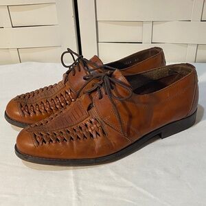 Roland Cartier Leather Men's Brown Woven Oxford Shoes